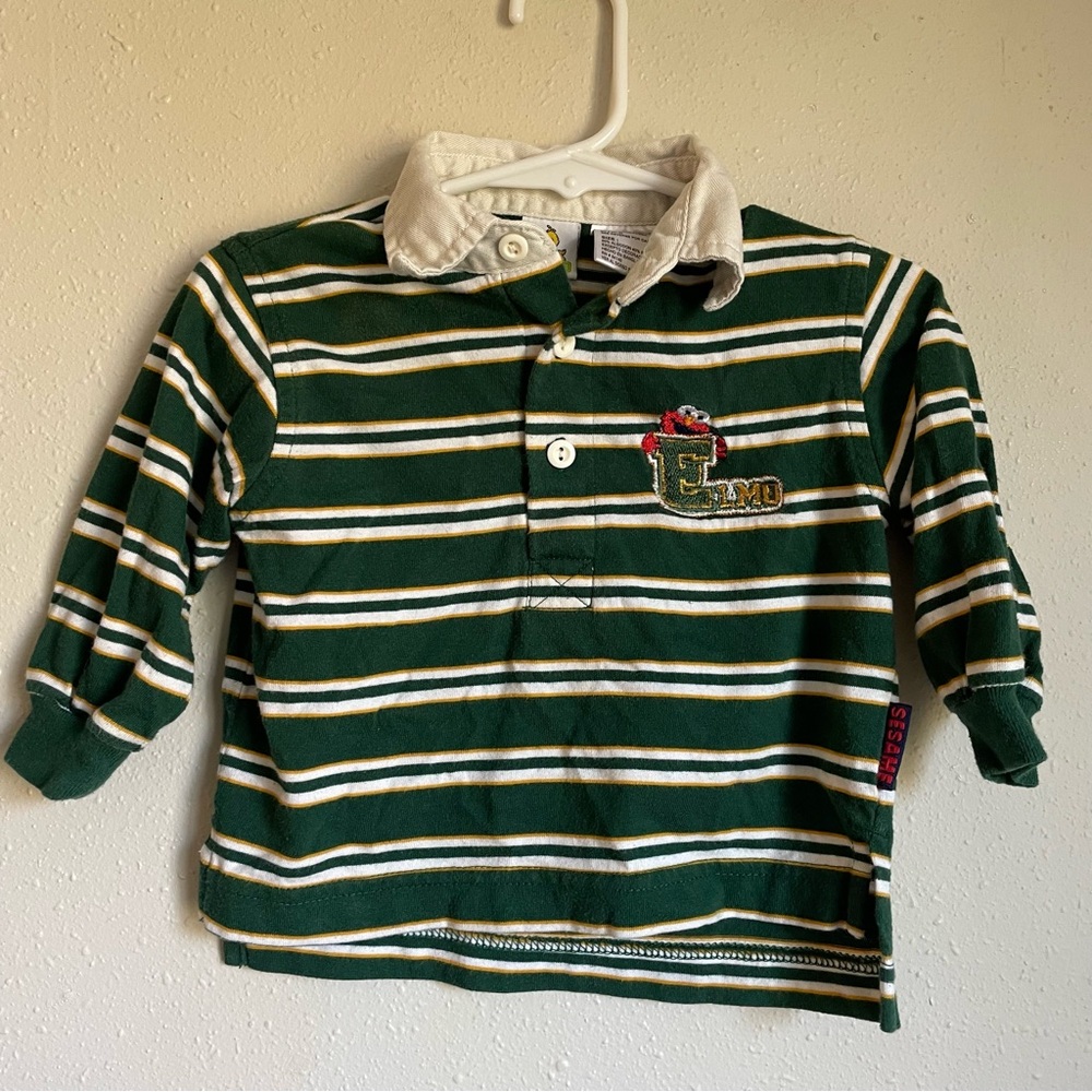 Vintage Y2K Sesame Street Green Striped Elmo Polo Baby boy